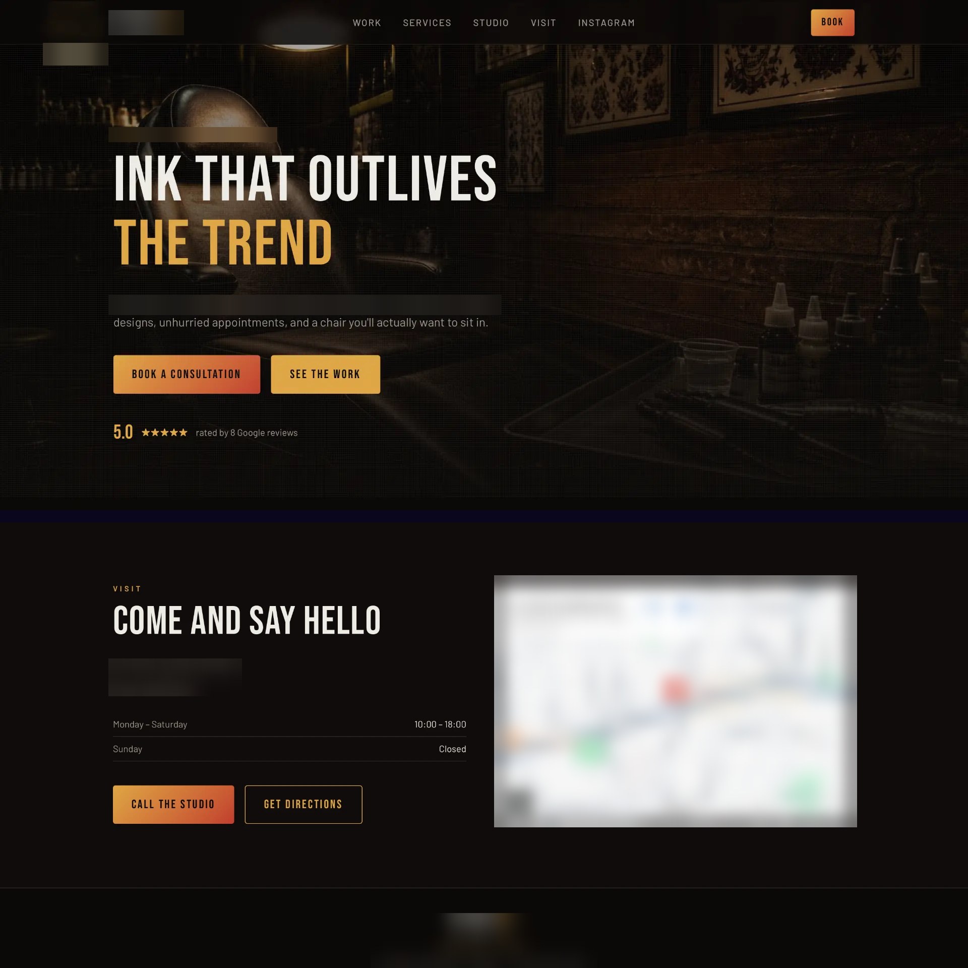 Tattoo & piercing studio site — website design by Freedom Mode Collective