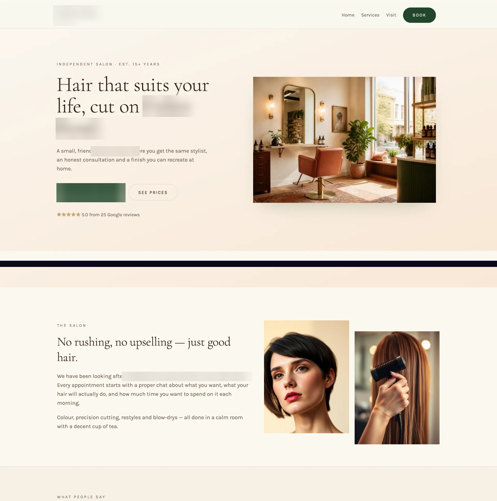 Independent salon site — website design by Freedom Mode Collective